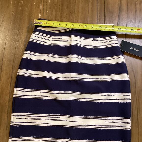 Zara Navy and White stripe fitted straight pencil knee length  skirts XS NWT - Picture 4 of 6